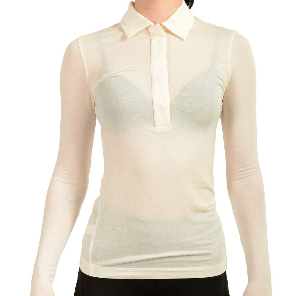 Scuderia Ferrari Women's Ivory Mix Cashmere Long Sleeve Polo Top US L IT 44